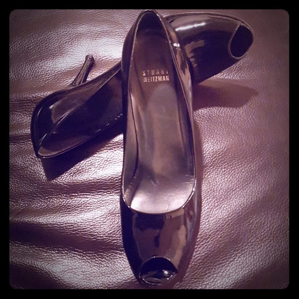 Black stiletos peep shoes